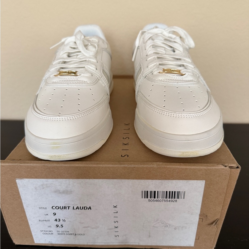 SikSilk Women's White and Gold Sneakers